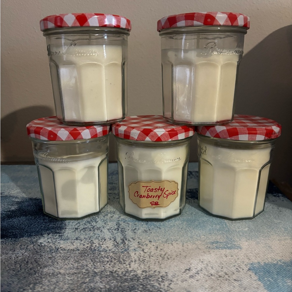 Toasty Cranberry Spice Candles with Red Checkered Lids